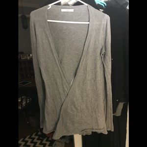 Subtle luxury grey open front silk cashmere blend cardigan xs/s